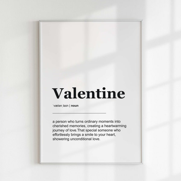 Valentine Definition Print Valentines Day Gift for Her, Gift for Him