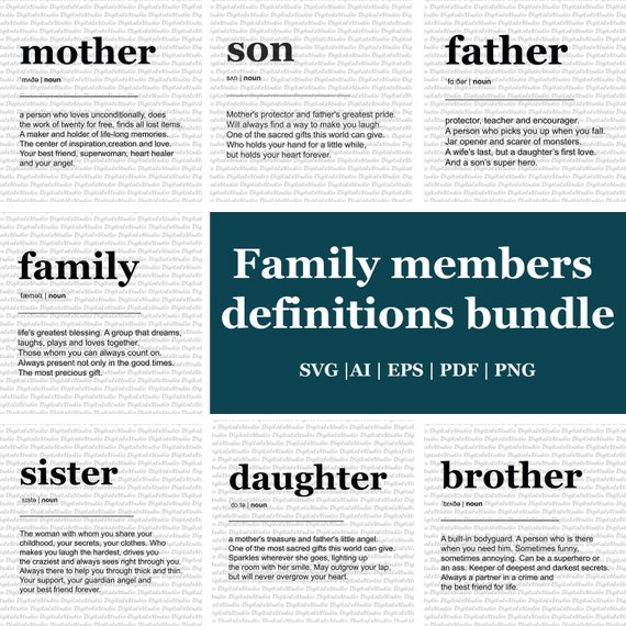 SVG Bundle Family Members Definitions SVG Files for Cricut 