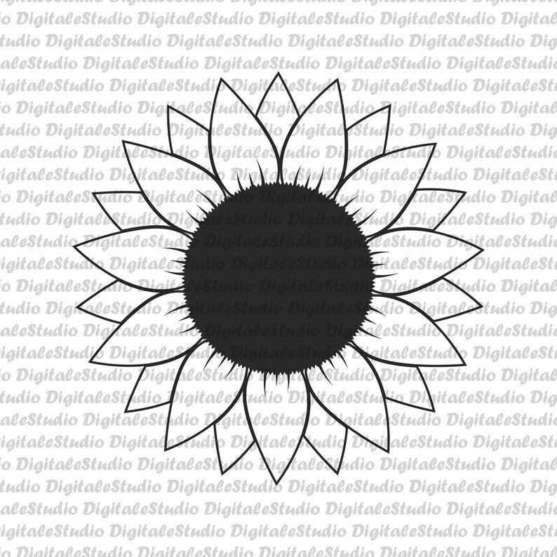 Sunflower SVG Cut File Cricut Sunflower Clip Art Digital Etsy