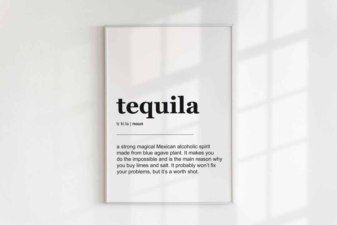 Tequila Definition Poster Digital Dictionary Print Funny Alcohol Art