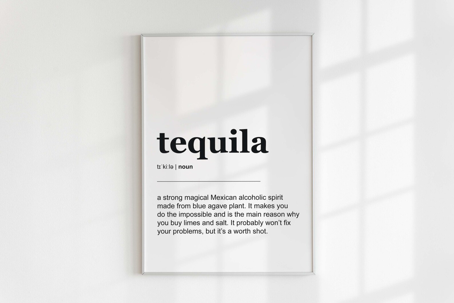 Tequila Definition Poster Digital Dictionary Print Funny Alcohol Art