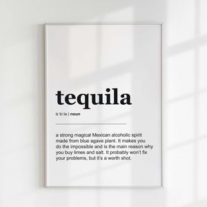 Tequila Definition Art Print: Funny Alcohol Poster (Digital Download)