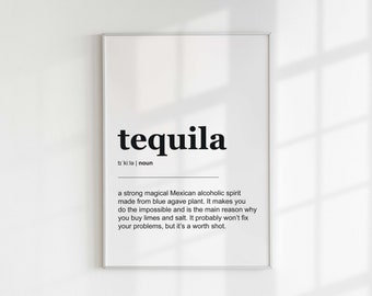 Tequila Definition Poster Digital Dictionary Print Funny Alcohol Art Personalized Gift Digital Download