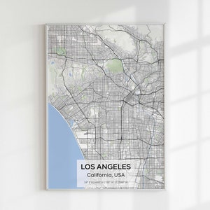 Los Angeles Map Print Printable California Map Poster Digital Download