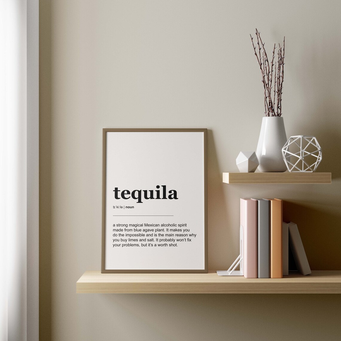 Tequila Definition Poster Digital Dictionary Print Funny Alcohol Art