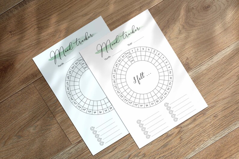 Monthly Mood Tracker Printable Planner Circular Mood Chart Happy ...