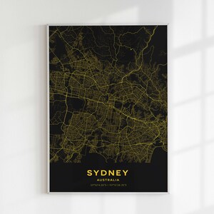 Sydney City Map Personalized Map Poster Custom Map Print