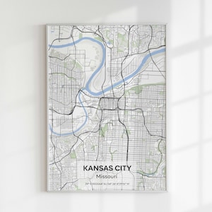 Mapa de Kansas City para impressão Mapa dos Estados Unidos para impressão Mapa personalizado para download digital