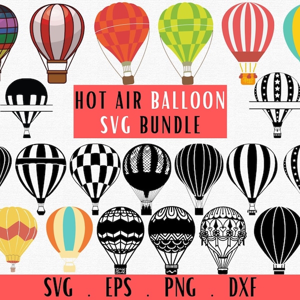 Hot Air Balloon Svg, Air Balloon Svg, Balloon Svg, Hot Air Clipart, Adventure Svg, Balloon Set Svg, Air Balloons Png, Cut File, Decal Vector