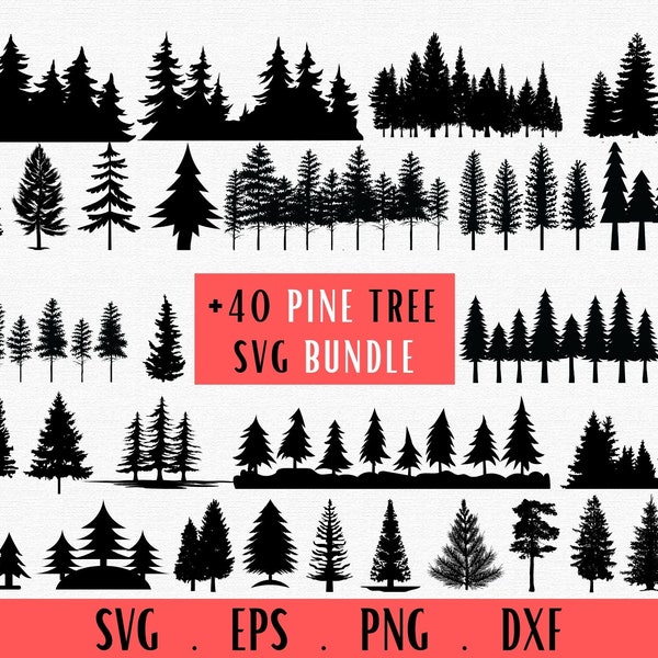 Pine Tree Svg, Forest Svg, Tree Line Svg, Pine Tree Clipart, Silhouette, Vector, Pine Trees Svg,Tree svg bundle, Pine forest svg, for Cricut