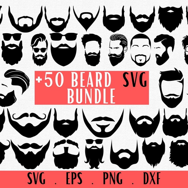 Beard Svg, Bearded man svg, Beard Cut Files, Beard Clipart, Beard Design Svg, Mustache svg, Beard face svg, Beard Silhouette, Hipster Svg