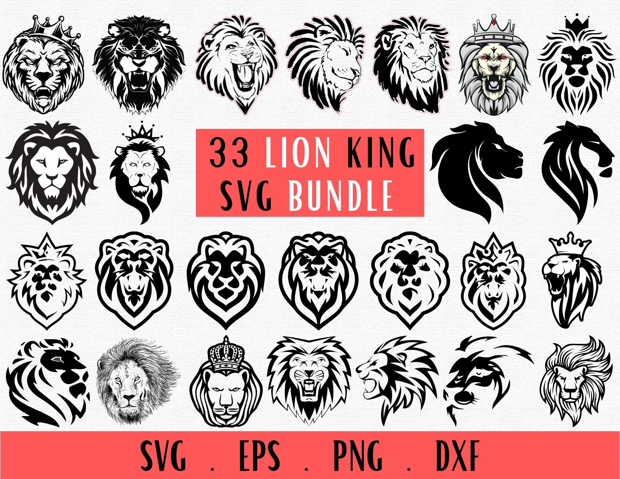 Lion King Svg Lion Head Svg Lion Svg Lion Head Crown Lion - Etsy UK
