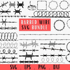 Svg de fil de fer barbelé, clôture, fil de fer de prison frontière, clipart fil de fer barbelé, cadre, coeur de fil de fer barbelé, ferme, fil de clôture Svg, Silhouette & Cricut