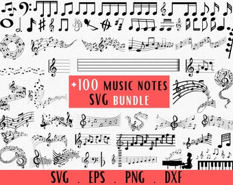 Music Notes Svg, Musical Notes Clipart, Musical notes svg files for Cricut, Band SVG, Music teacher svg, Music symbols Svg, Treble clef Svg