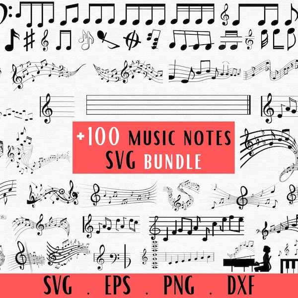 Musiknoten SVG, Musiknoten Clipart, Musiknoten SVG Dateien für Cricut, Band SVG, Musiklehrer Svg, Musik Symbole Svg, Treble Clef Svg