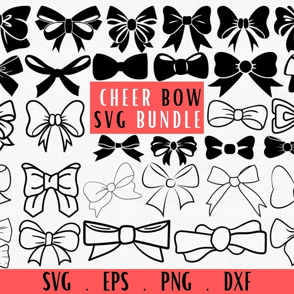 Cheer Bow Svg, Bow Svg, Bow Svg Bundle, Bow Tie Svg, Hair Bow Svg, Cheer Bow Clipart, Png, Vector, Girl Bow Svg, Cheer Bow Silhouette&Cricut