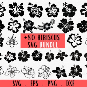 Hibiskus Svg, HIBISCUS png Schnittdateien, Tropische Blumen svg, Hibiskus Clipart Silhouette, Hibiskus Blume, Hibiskus Decal, Hawaii Flower svg
