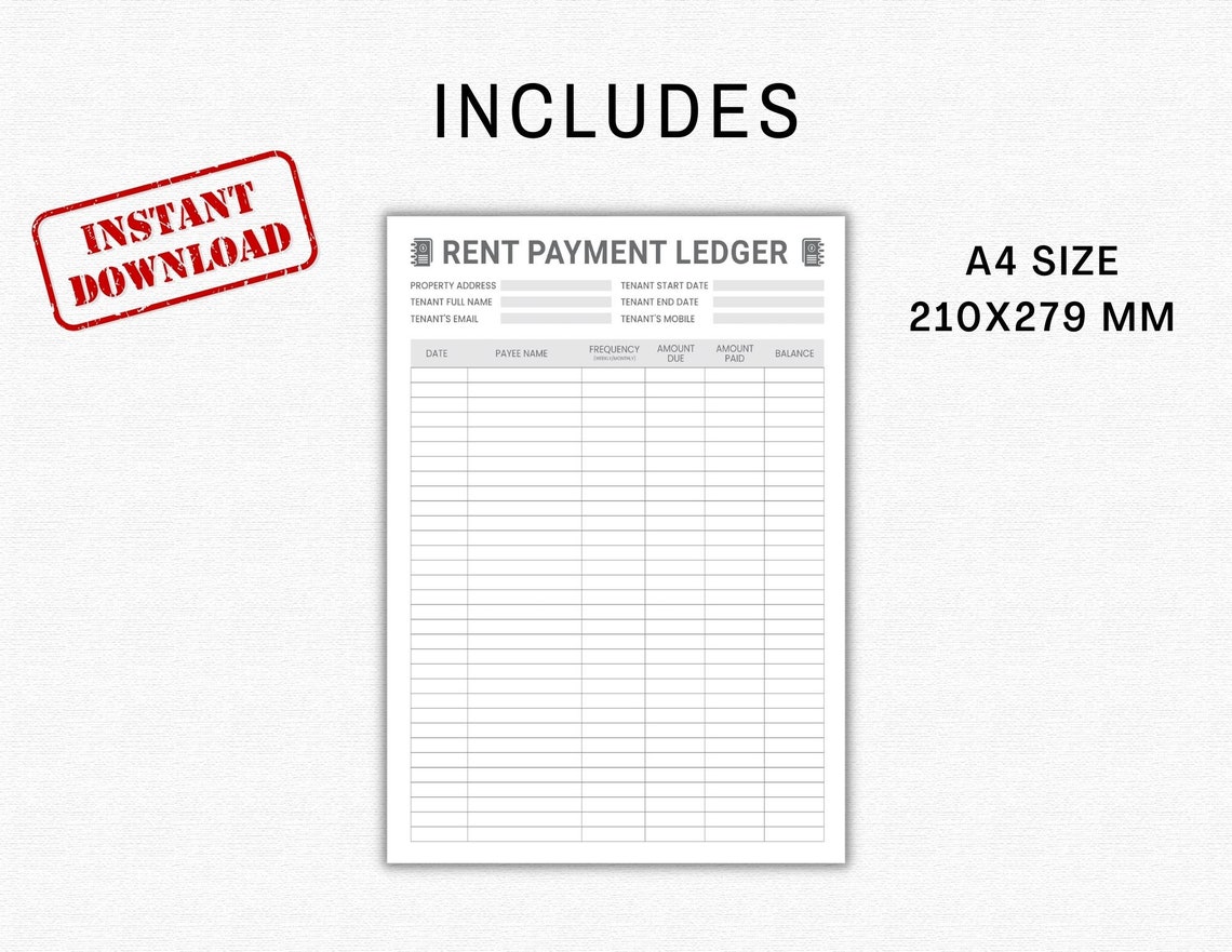 Editable Rent Payment Ledger Printable Rental Payment - Etsy Finland