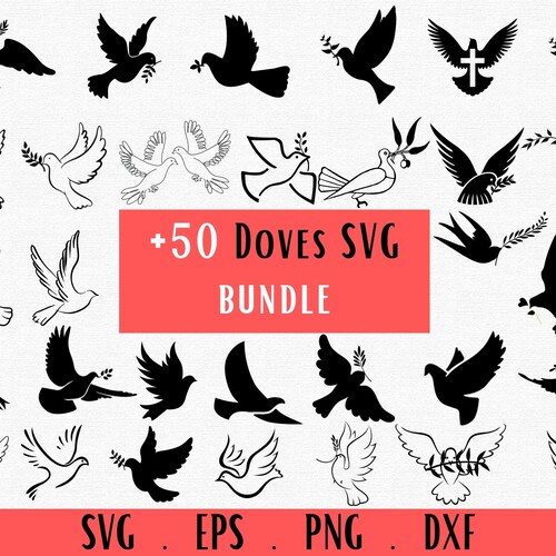 Doves Svg, Dove Vector, Dove clipart, Peace svg, Dove silhouette, Flying bird Svg, olive branch svg, Peace sign svg, Dove cutting files png