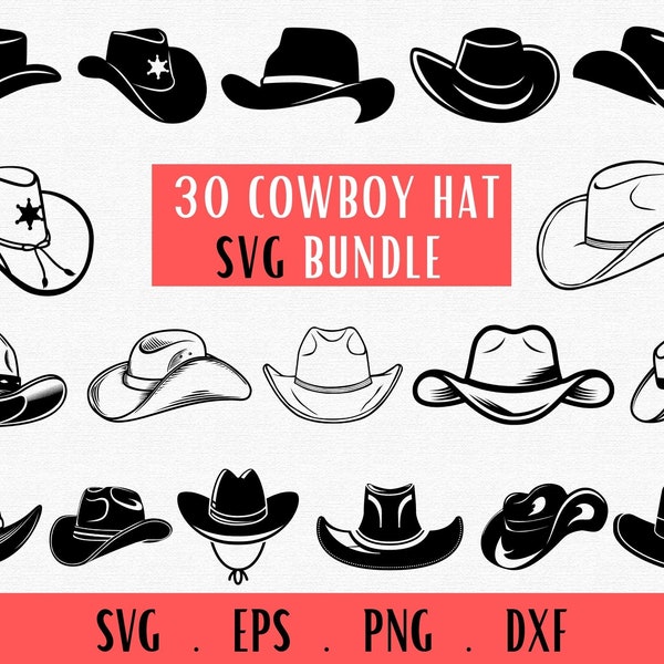 Cowboy Hat Svg, Western Svg, Cowboy Svg, Cowboy Hat Png, Clipart, Vector, Country Hat Svg, Cowgirl Hat Svg, Hat Svg, For Cricut & Silhoutte