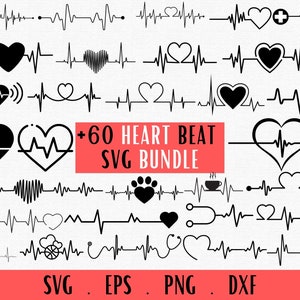 Heart beat Svg, Ekg svg, Dog heartbeat svg Clipart Vector Cut files, Heartbeat svg, Healthcare svg, Heartbeat line svg,Cardiogram pulse svg