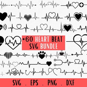 Battement de coeur Svg, svg ECG, battement de coeur chien svg Clipart vectoriel coupé fichiers, battement de coeur svg, svg soins de santé, battement de coeur ligne svg, svg de pouls cardiogramme