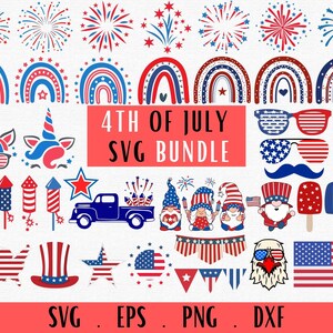 Cuatro de Julio Svg, 4 de Julio Bundle svg, Fireworks svg, America svg, USA Flag svg, Independence Day, Veteran svg, Patriotic Gnomes svg PNG
