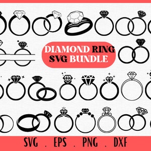 ダイヤモンド リング SVG、結婚指輪 SVG、婚約指輪 SVG、ダイヤモンド リング クリップアート、新郎新婦の指輪、リング モノグラム SVG、婚約指輪 SVG、花嫁