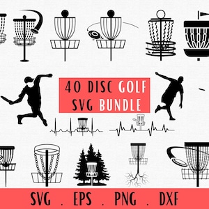 Disc Golf Svg, Disc Golf Vector, Clipart, Golfer Svg, Frisbee Golf Clipart, Disc Golf Basket Player, Disc Tree, Disc Golf Silhouette &Cricut