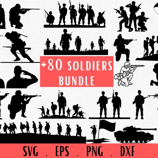 Soldier Svg, Soldiers Silhouette, Soldier Cut File, Soldier Svg Bundle, Soldier Clipart, Soldier Design, Military Svg, Army Svg, Us army svg