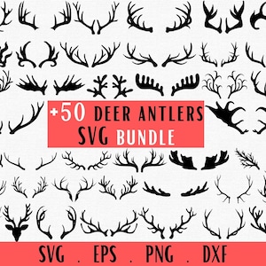 Hirschgeweih SVG, Hirschgeweih Clipart, Geweih schneiden Dateien für Cricut Silhouette, Jagd zwart, Hirsch jagen svg, Elch Geweih svg, Hirsch Horn