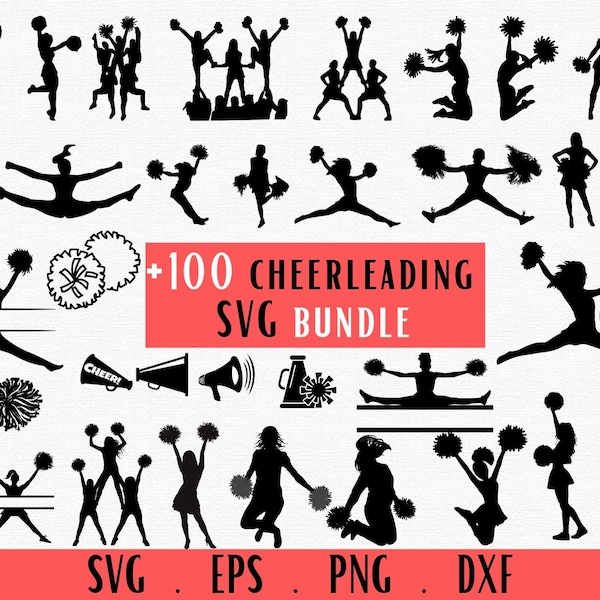 Cheerleader svg bundle, Cheer Silhouette svg, cheer mom svg, Cheerleader cut file, cheerleading svg, Cheerleader clipart, Cheer pom svg, png