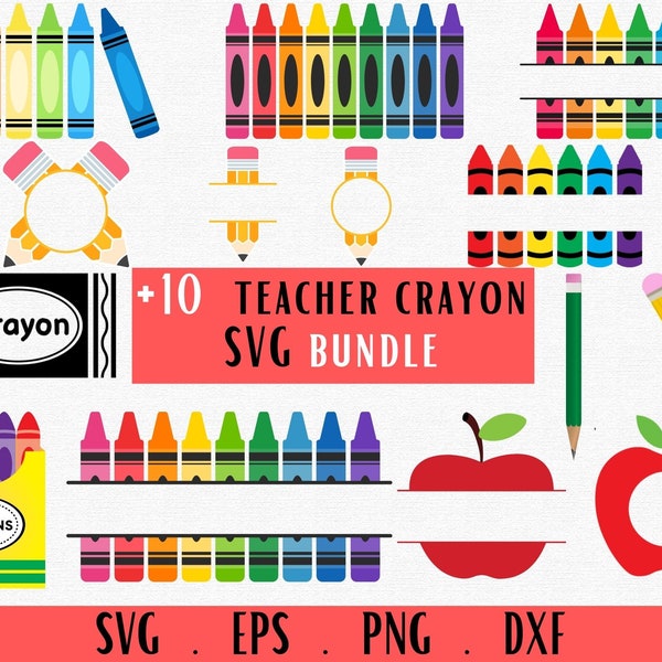 Crayon Split Monogram Svg, Crayon svg, Teacher Crayon Svg, School svg, Teacher apple svg, Apple Monogram Svg, Pencil svg, Crayon silhouette