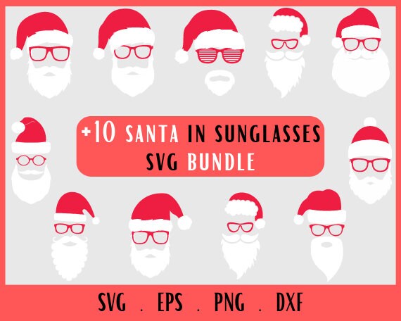 Santa in Sunglasses Svg Santa Sunglasses Svg Santas Beard - Etsy