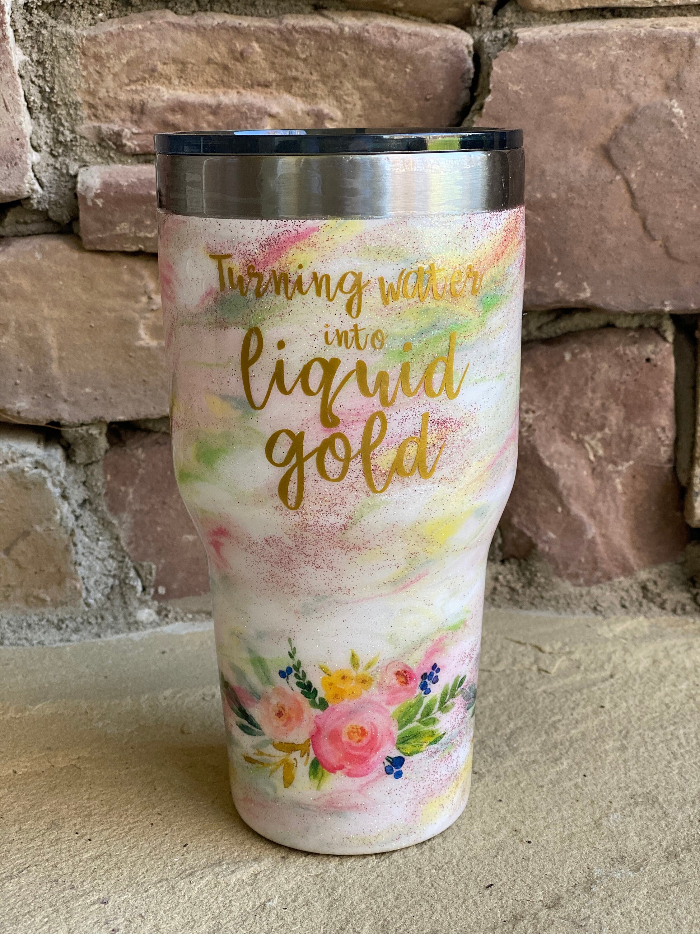 Spring Floral Tumbler Can Be Customized With Personalized Etsy