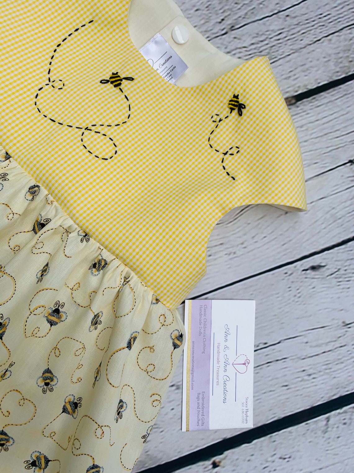 Dress with Hand Embroidered Bees Etsy