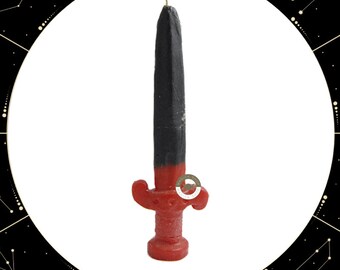 Black and Red Sword Figure Candle (Open Closed Paths) / Sword Candle