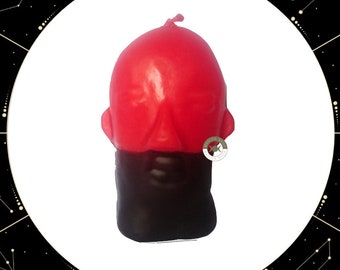 Eleggua Head Figure Candle, Abrecaminos Amor, Red and Black / Elegua Candle