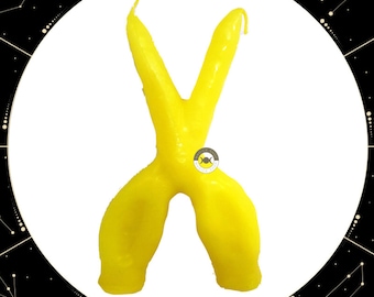 Vela Figura Tijera Amarilla, Economia, Dinero / Yellow Scissors Candle, Money