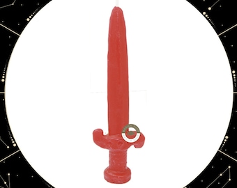 Vela Figura Espada Roja (Cortar Negatividad En La Pareja, Amor) / Red Sword Candle