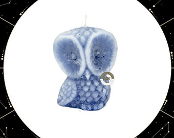 Vela Buho Azul (Sabiduria, Suerte En Hogar y Familia) / Blue Owl Candle