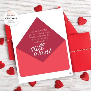 Carta imprimible del Día de San Valentín, Carta de Amor, Tarjeta de Aniversario de San Valentín para marido esposa novio novia Descarga Digital 197