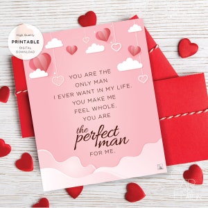 Carta imprimible del Día de San Valentín, Carta de Amor, Tarjeta de Aniversario de San Valentín para marido esposa novio novia Descarga Digital 184