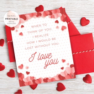 Carta imprimible del Día de San Valentín, Carta de Amor, Tarjeta de Aniversario de San Valentín para marido esposa novio novia Descarga Digital 201