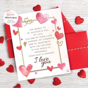 Carta imprimible del Día de San Valentín, Carta de Amor, Tarjeta de Aniversario de San Valentín para marido esposa novio novia Descarga Digital 183