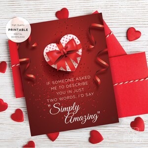 Carta imprimible del Día de San Valentín, Carta de Amor, Tarjeta de Aniversario de San Valentín para marido esposa novio novia Descarga Digital 185