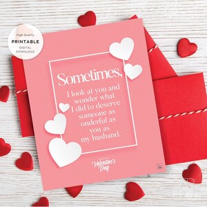 Carta imprimible del Día de San Valentín, Carta de Amor, Tarjeta de Aniversario de San Valentín para marido esposa novio novia Descarga Digital 174