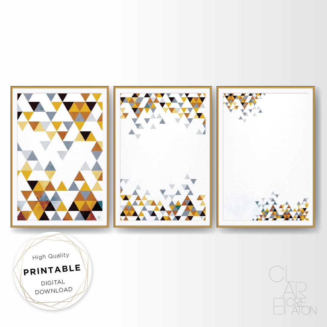 Mid Century Modern Art Print Set of 3, Neutral Geometric Gallery Wall ...
