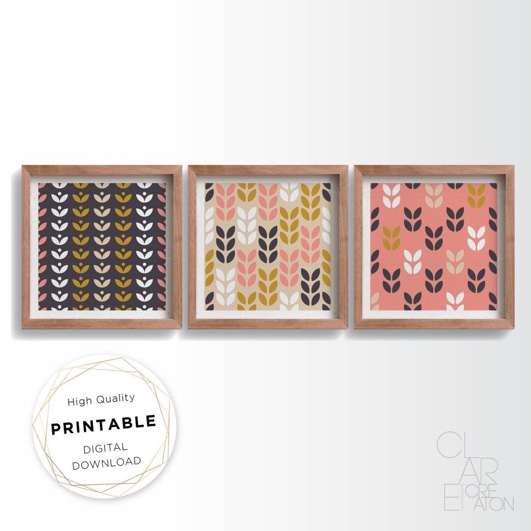 Mid Century Modern Art Print Set of 3, Neutral Geometric Gallery Wall ...