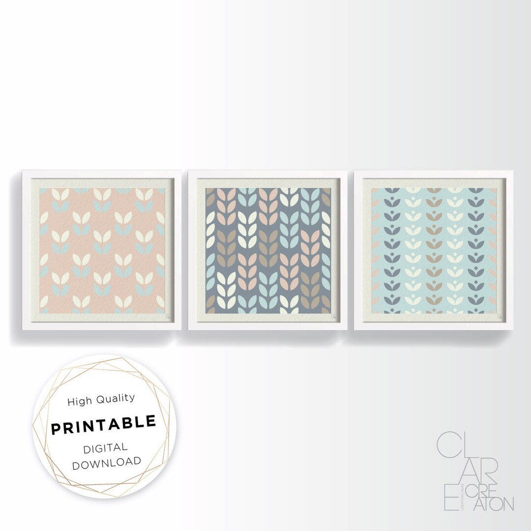 Mid Century Modern Art Print Set of 3, Neutral Geometric Gallery Wall ...